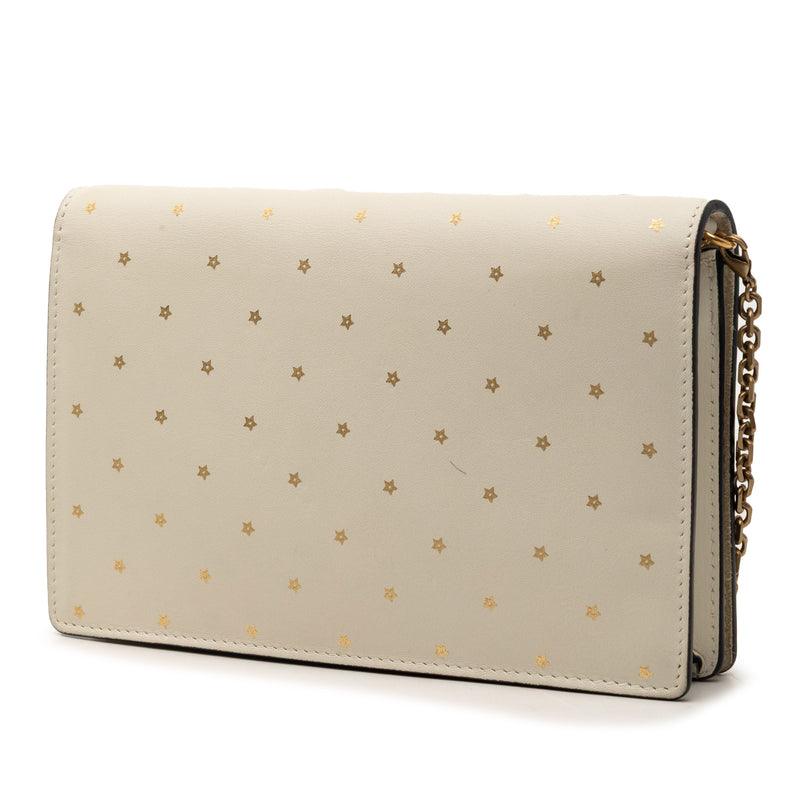 Stars Printed Calfskin Wallet on Chain - Image 2