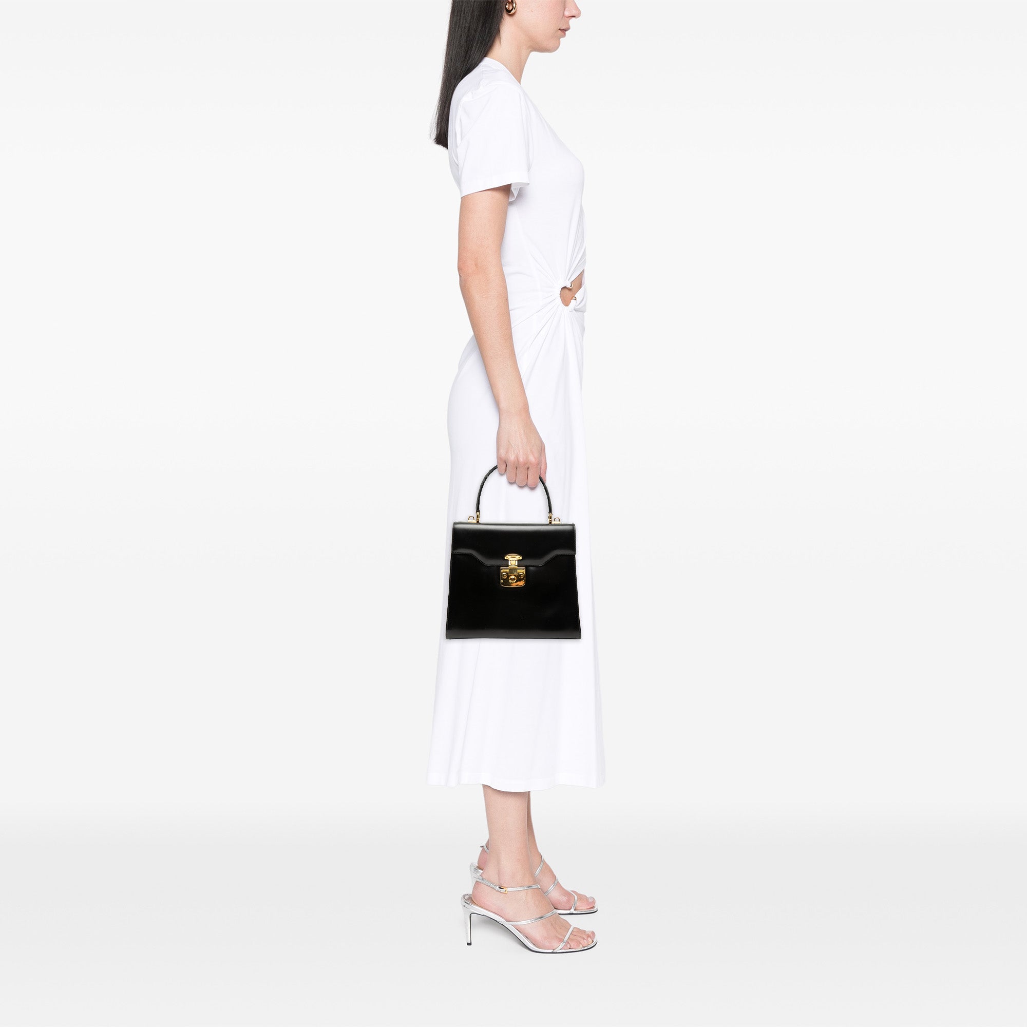 Smooth Calfskin Lady Lock Satchel - Image 7