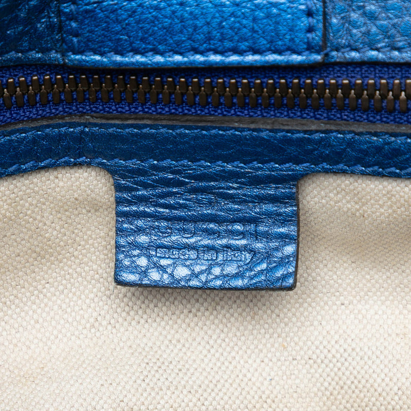 Medium Metallic Calfskin Bamboo Shopper Satchel - Image 6