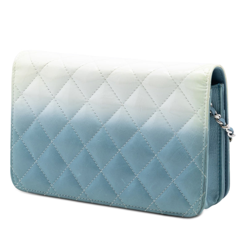 CC Quilted Ombre Patent and Aged Calfskin Crystal Wallet On Chain - Image 2