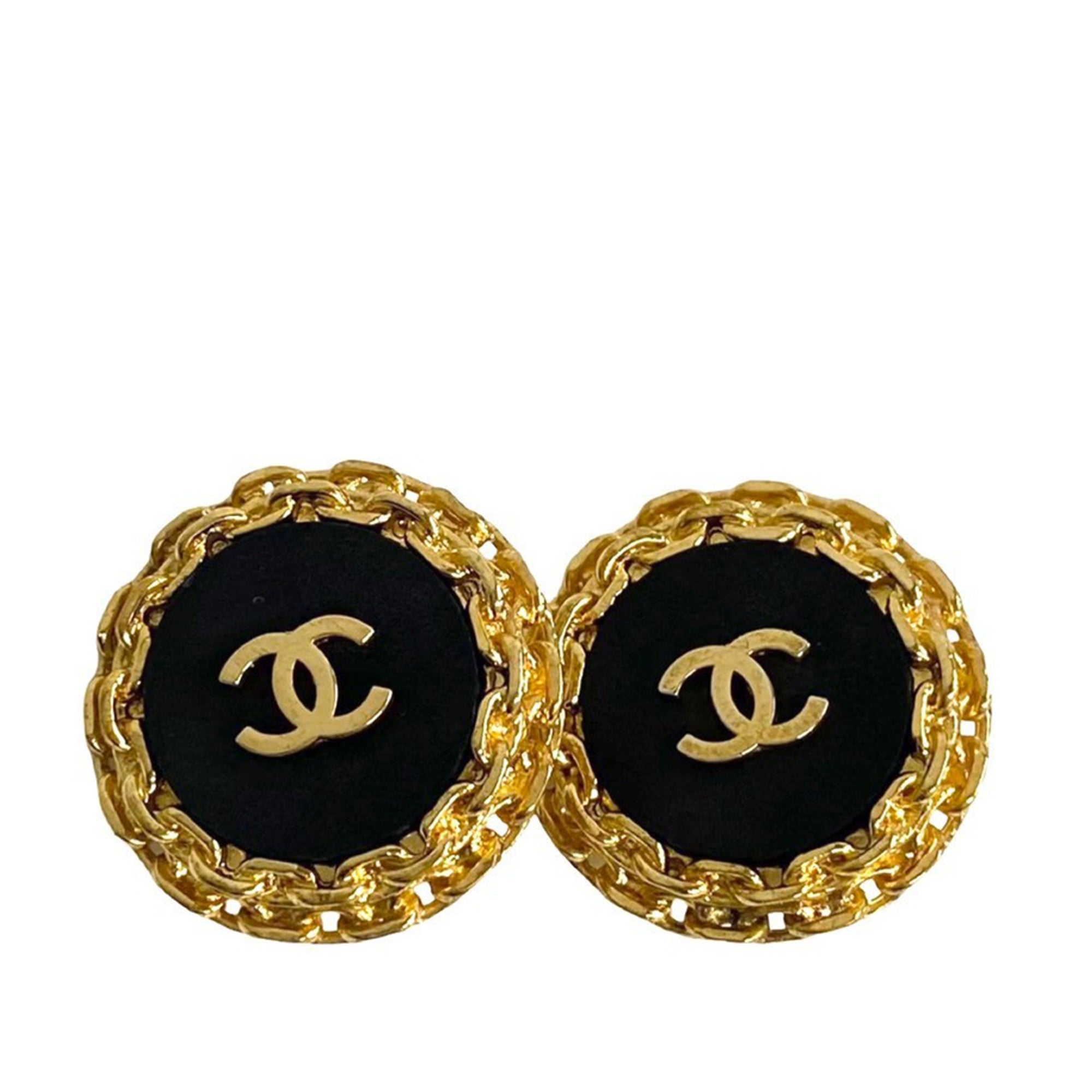 CC Gold Plated Enamel Clip On Earrings - Image 1