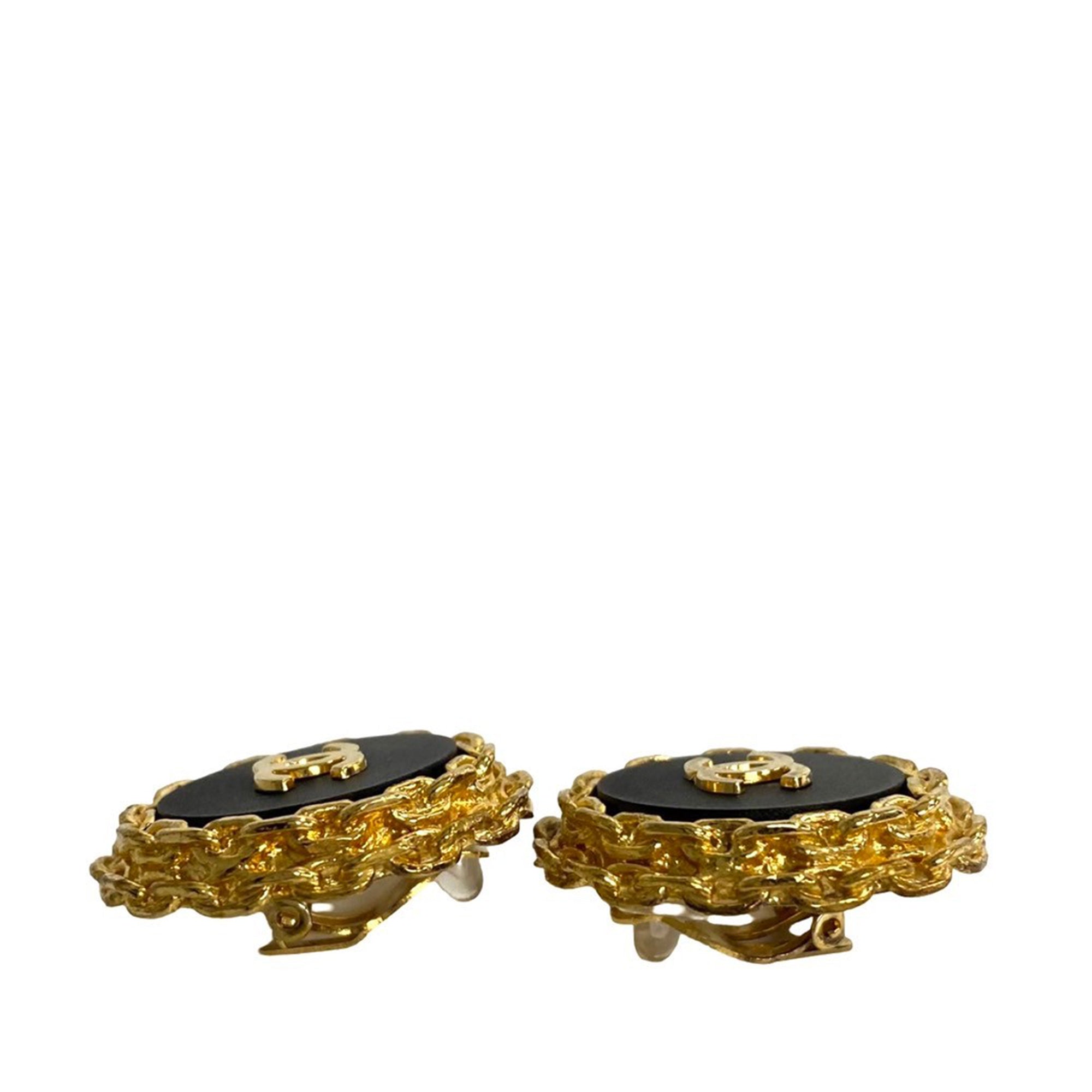 CC Gold Plated Enamel Clip On Earrings - Image 2