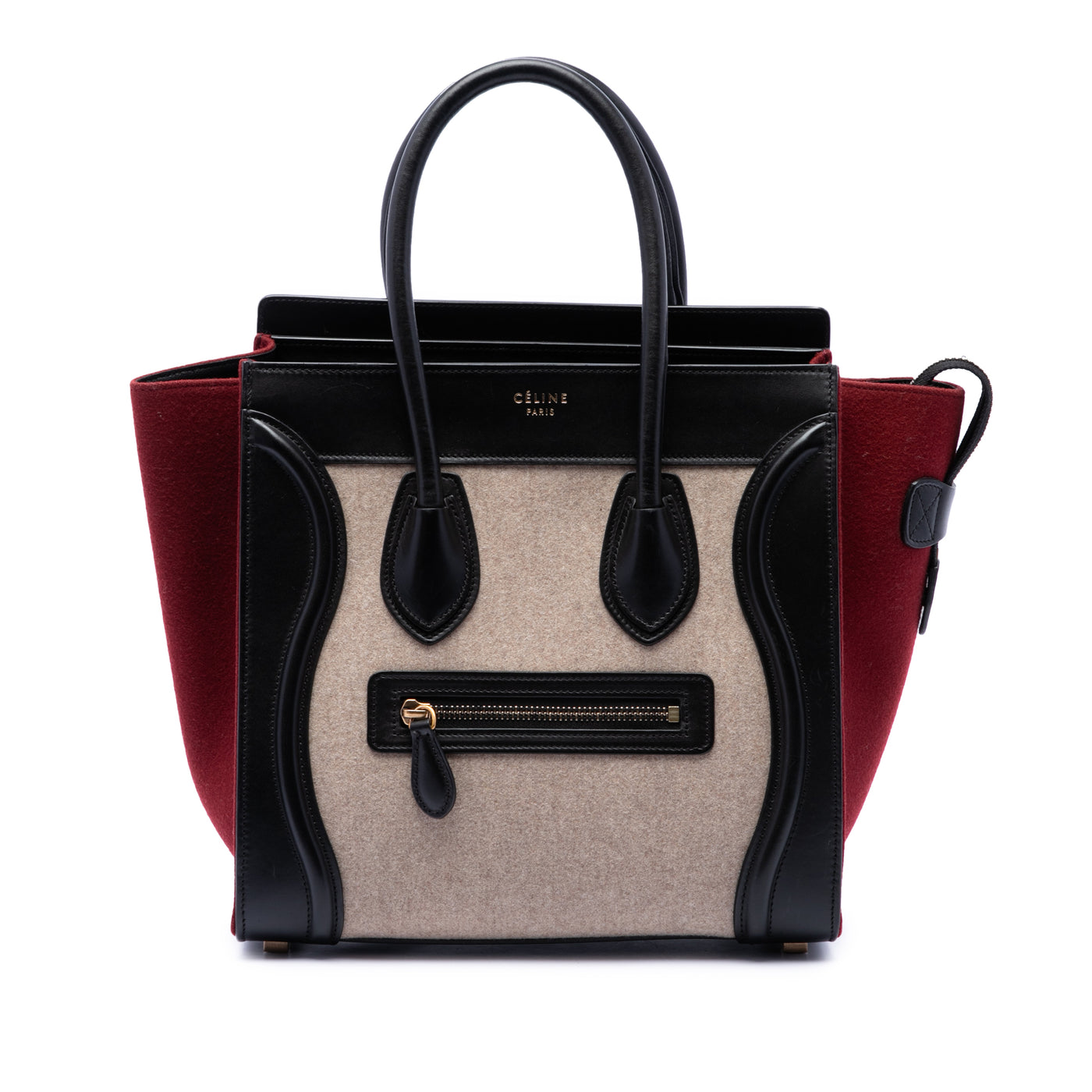 Micro Tricolor Felt Wool and Calfskin Luggage Tote - Image 1