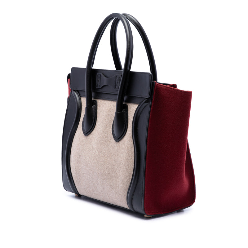 Micro Tricolor Felt Wool and Calfskin Luggage Tote - Image 2