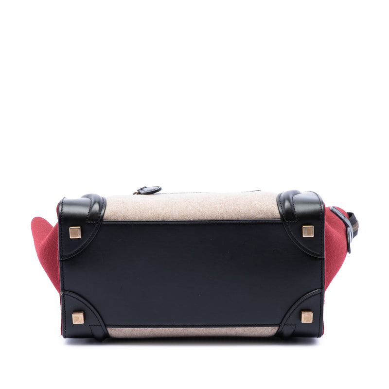 Micro Tricolor Felt Wool and Calfskin Luggage Tote - Image 3