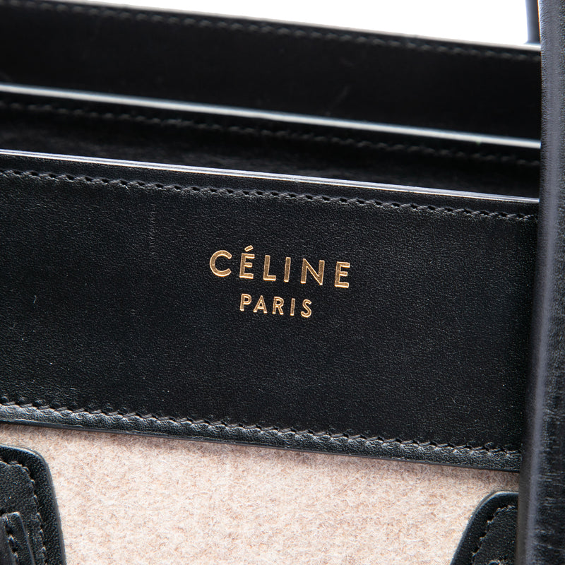 Micro Tricolor Felt Wool and Calfskin Luggage Tote - Image 5