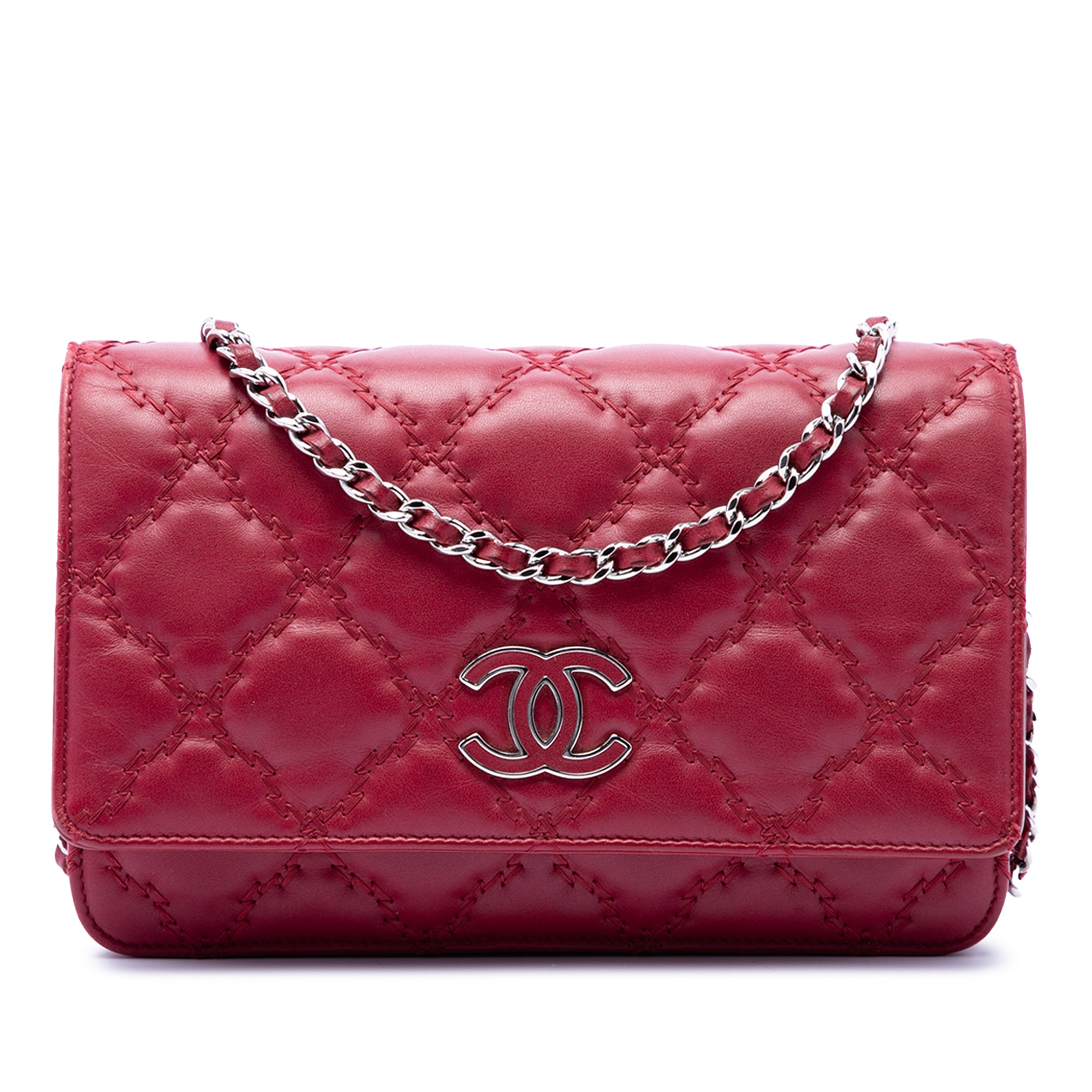 CC Quilted Calfskin Double Stitch Hamptons Wallet on Chain - Image 1