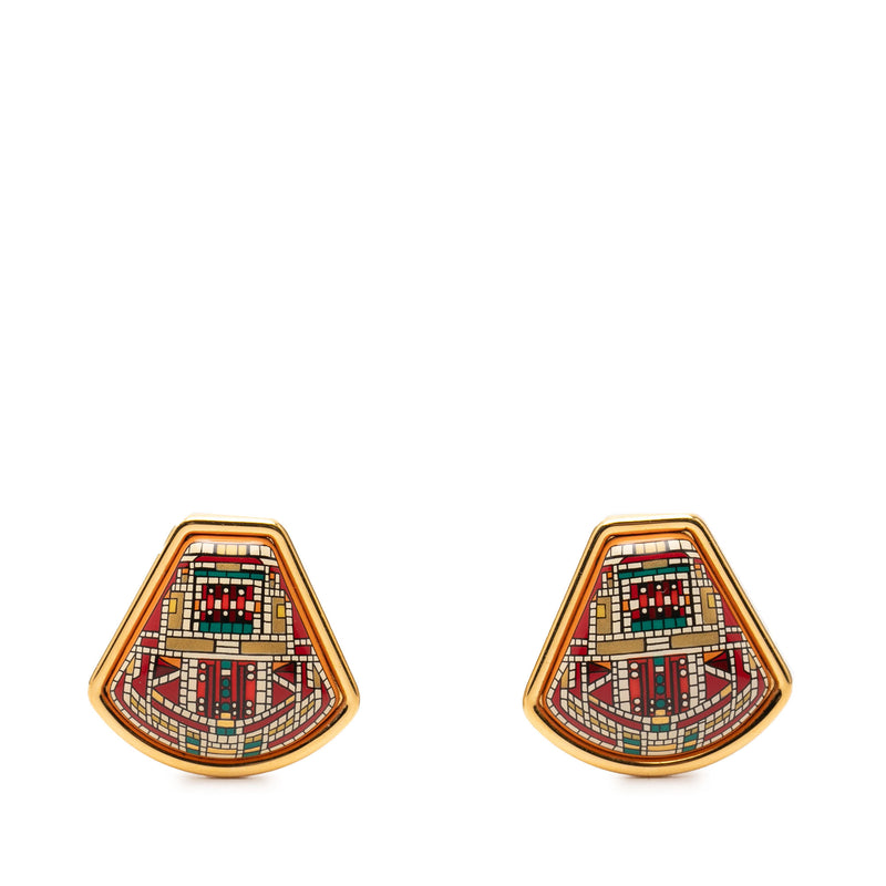 Enamel Cloisonne Clip On Earrings