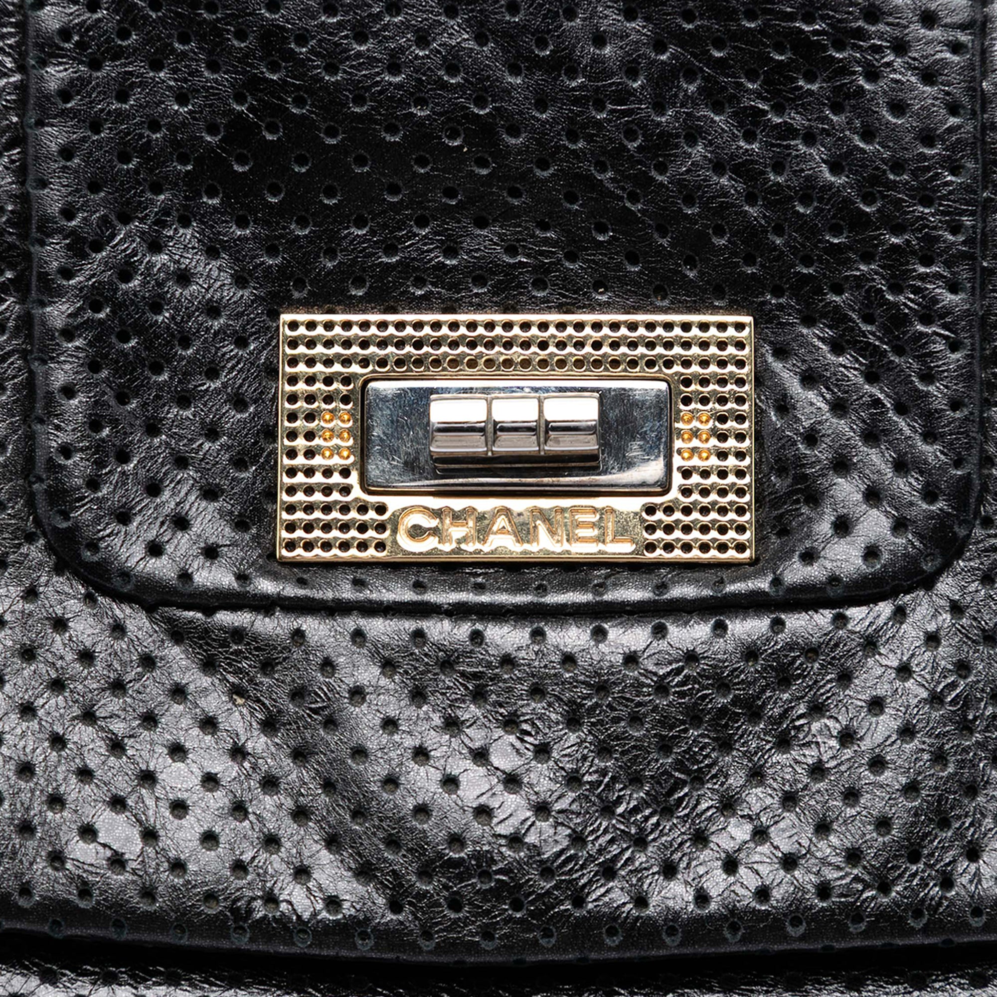 Perforated Crackled Metallic Calfskin Drill Tote - Image 5