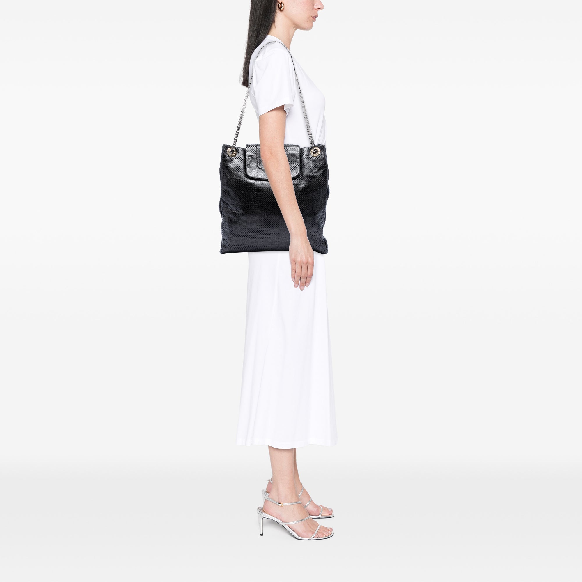 Perforated Crackled Metallic Calfskin Drill Tote - Image 6