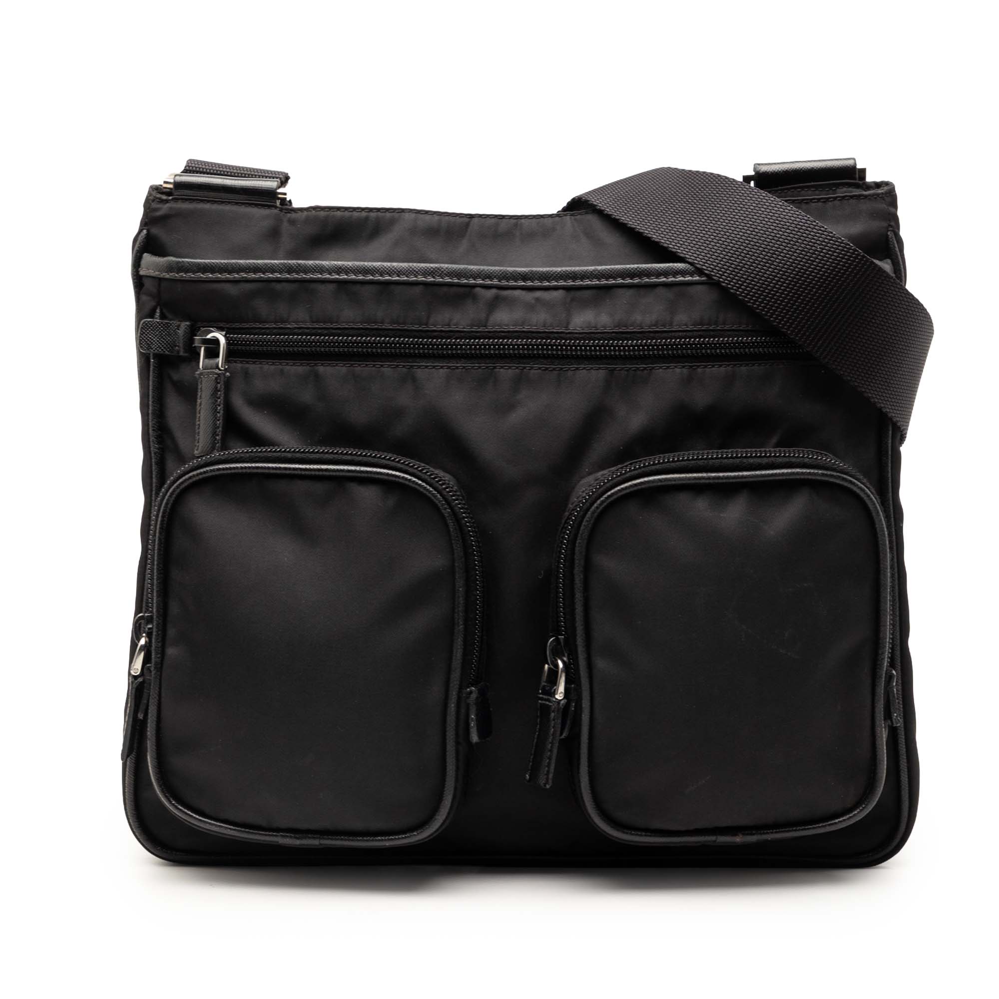 Saffiano Trimmed Tessuto Zip Top Crossbody - Image 1