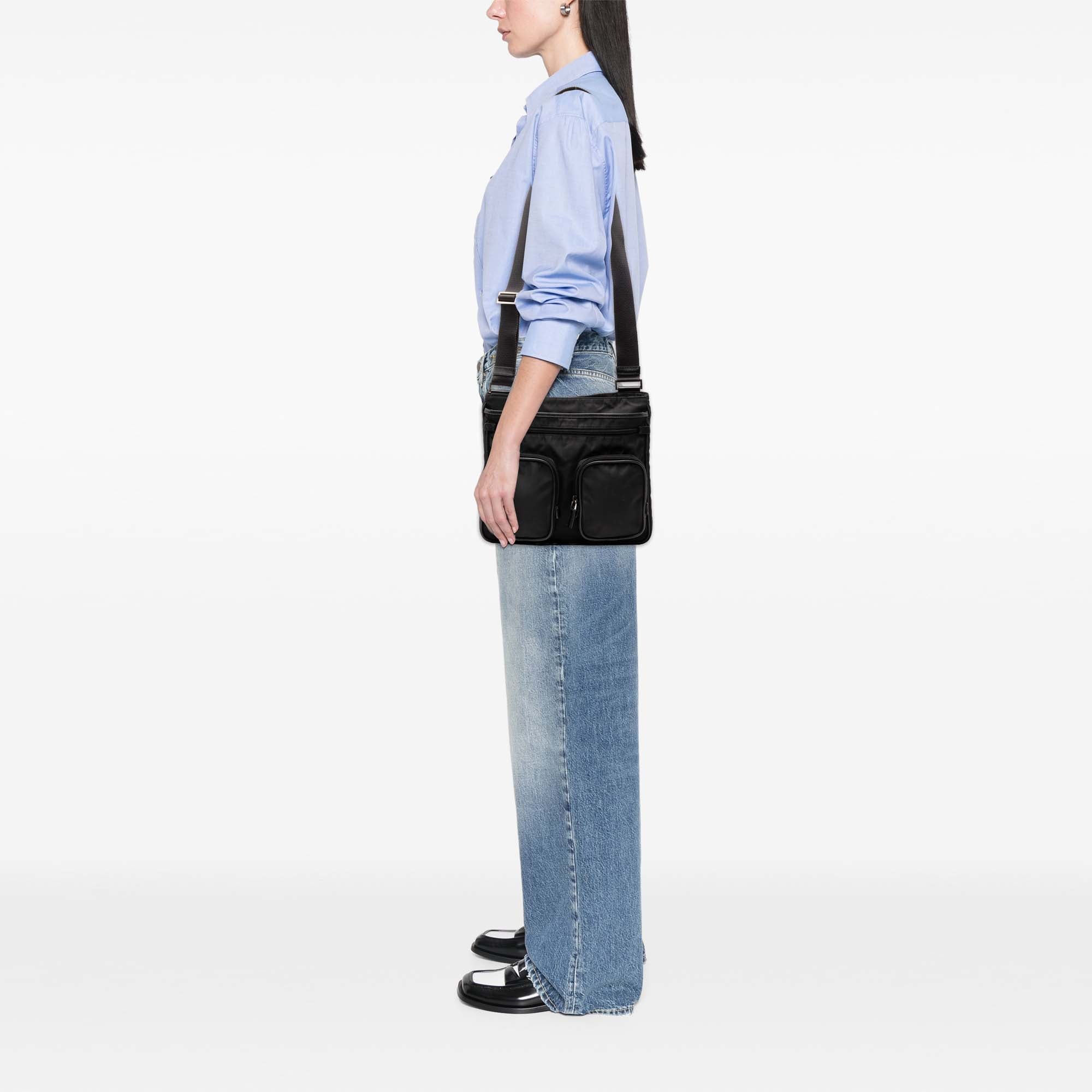 Saffiano Trimmed Tessuto Zip Top Crossbody - Image 6