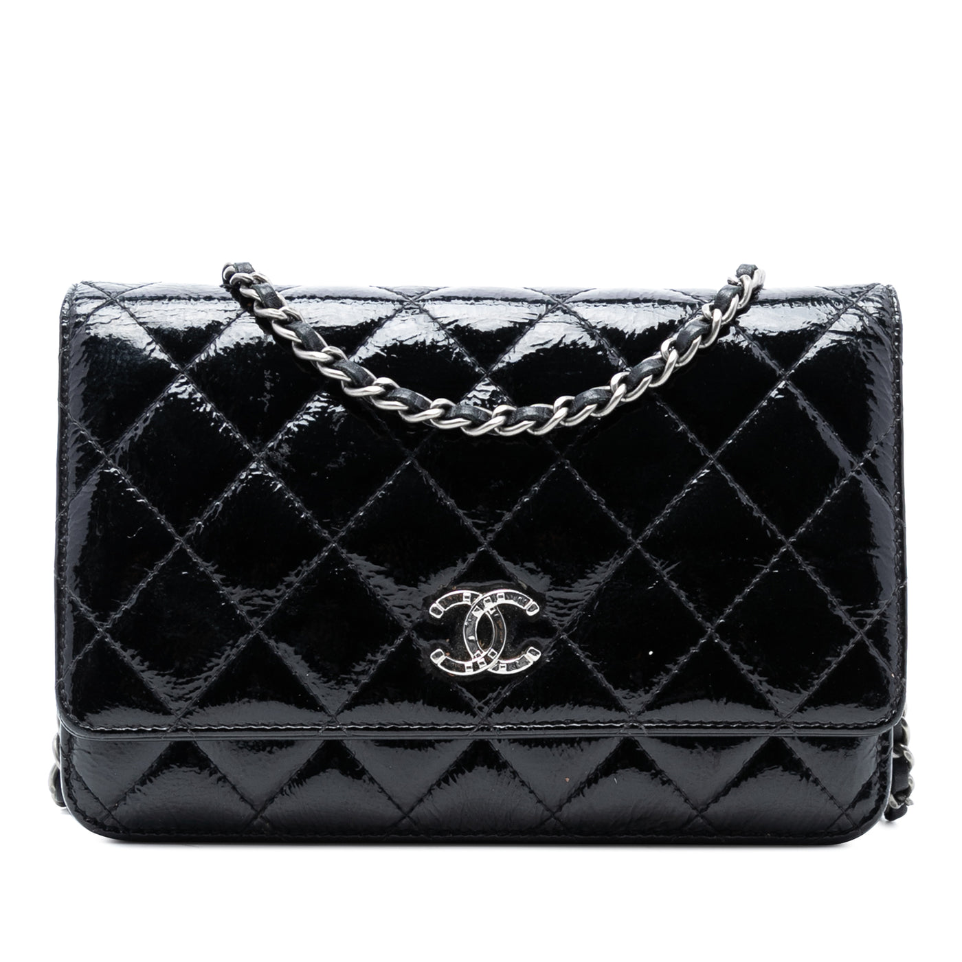 CC Quilted Shiny Aged Calfskin Wallet On Chain - Image 1