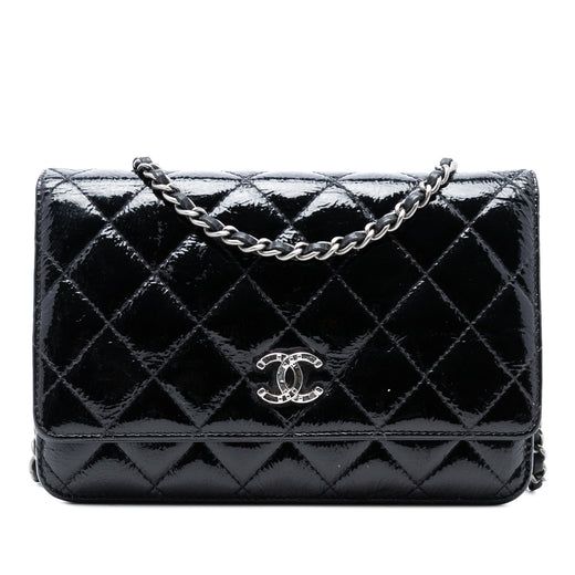 CC Quilted Shiny Aged Calfskin Wallet On Chain - Image 1