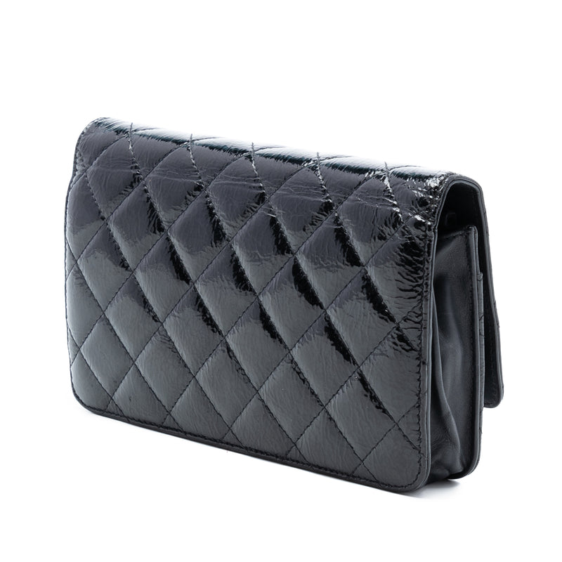 CC Quilted Shiny Aged Calfskin Wallet On Chain - Image 2