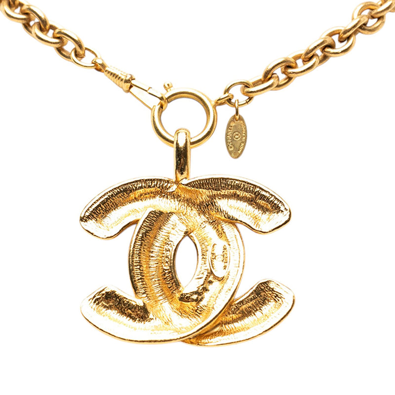 CC Gold Plated Quilted Pendant Necklace - Image 2