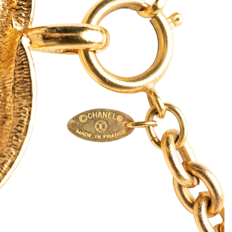 CC Gold Plated Quilted Pendant Necklace - Image 4
