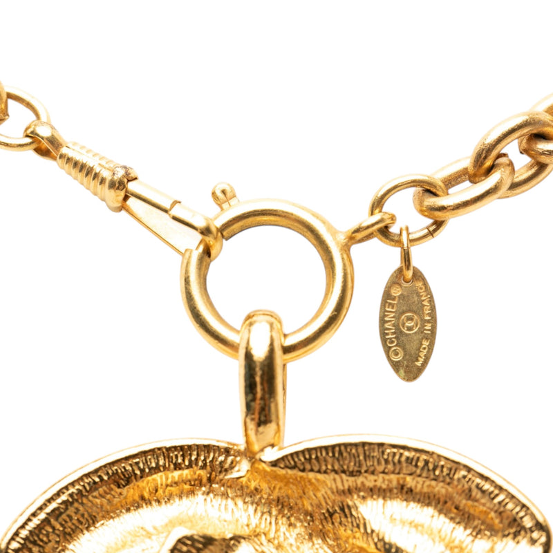 CC Gold Plated Quilted Pendant Necklace - Image 5