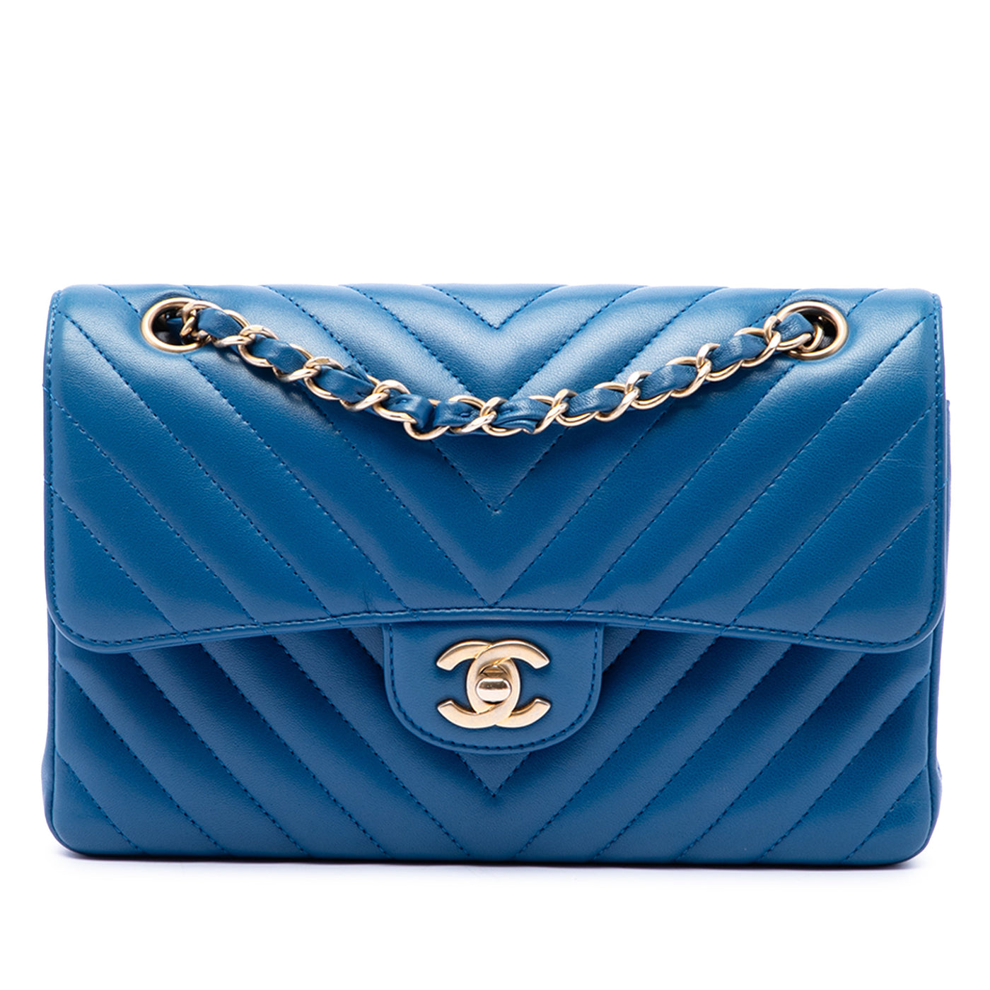 Small Classic Chevron Lambskin Double Flap - Image 1