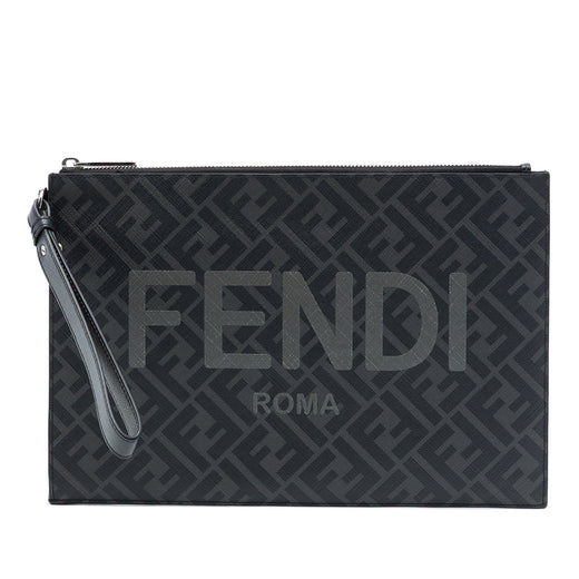 Zucca Coated Canvas FF 1974 Diagonal Logo Flat Pouch - Image 1