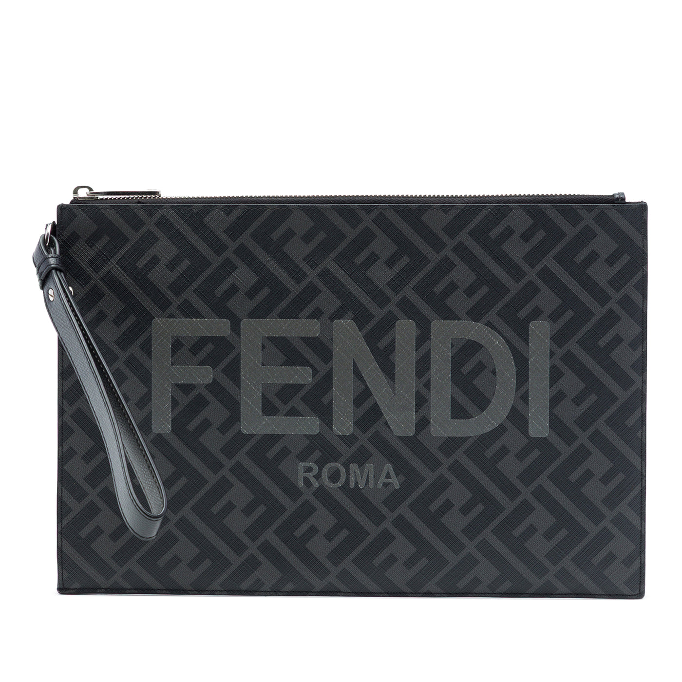 Zucca Coated Canvas FF 1974 Diagonal Logo Flat Pouch - Image 1