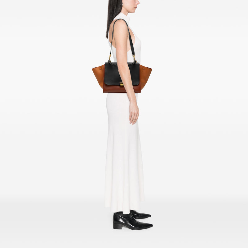 Medium Tricolor Leather Trapeze Satchel - Image 7