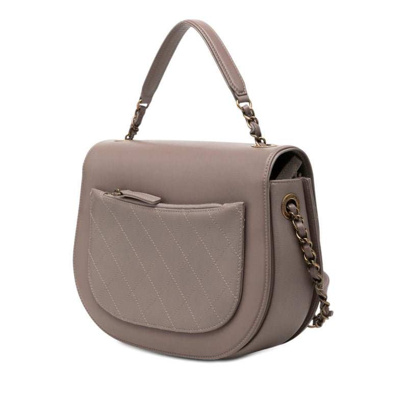 Medium Shiny Calfskin and Quilted Goatskin Coco Curve Flap - Image 2