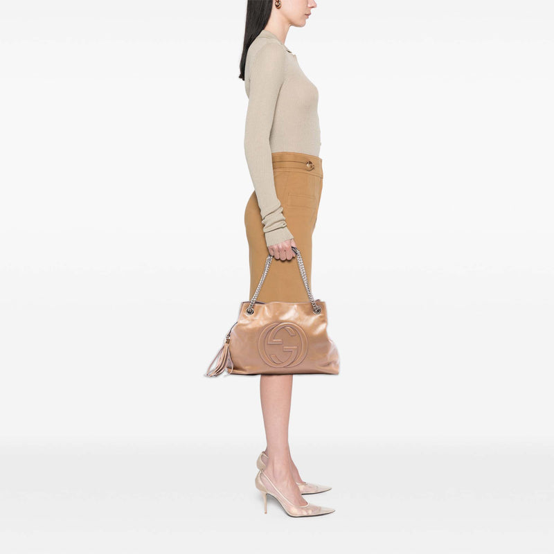 Medium Patent Soho Chain Tote - Image 7