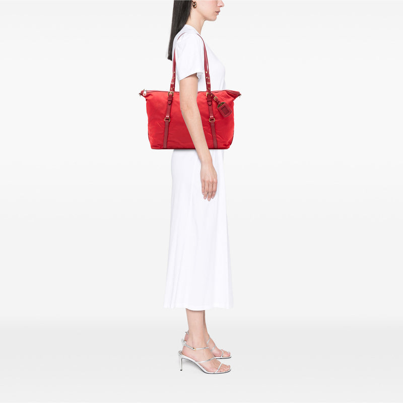 Saffiano Trimmed Tessuto Zip Top Convertible Tote - Image 7