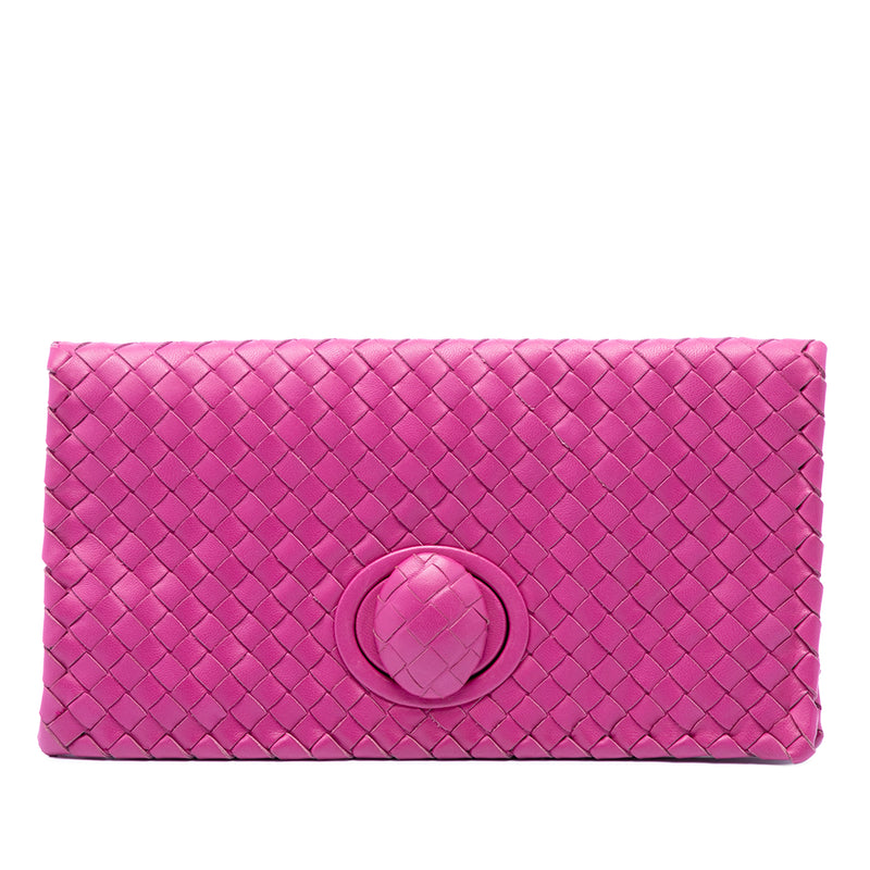 Nappa Intrecciato Turn Lock Clutch