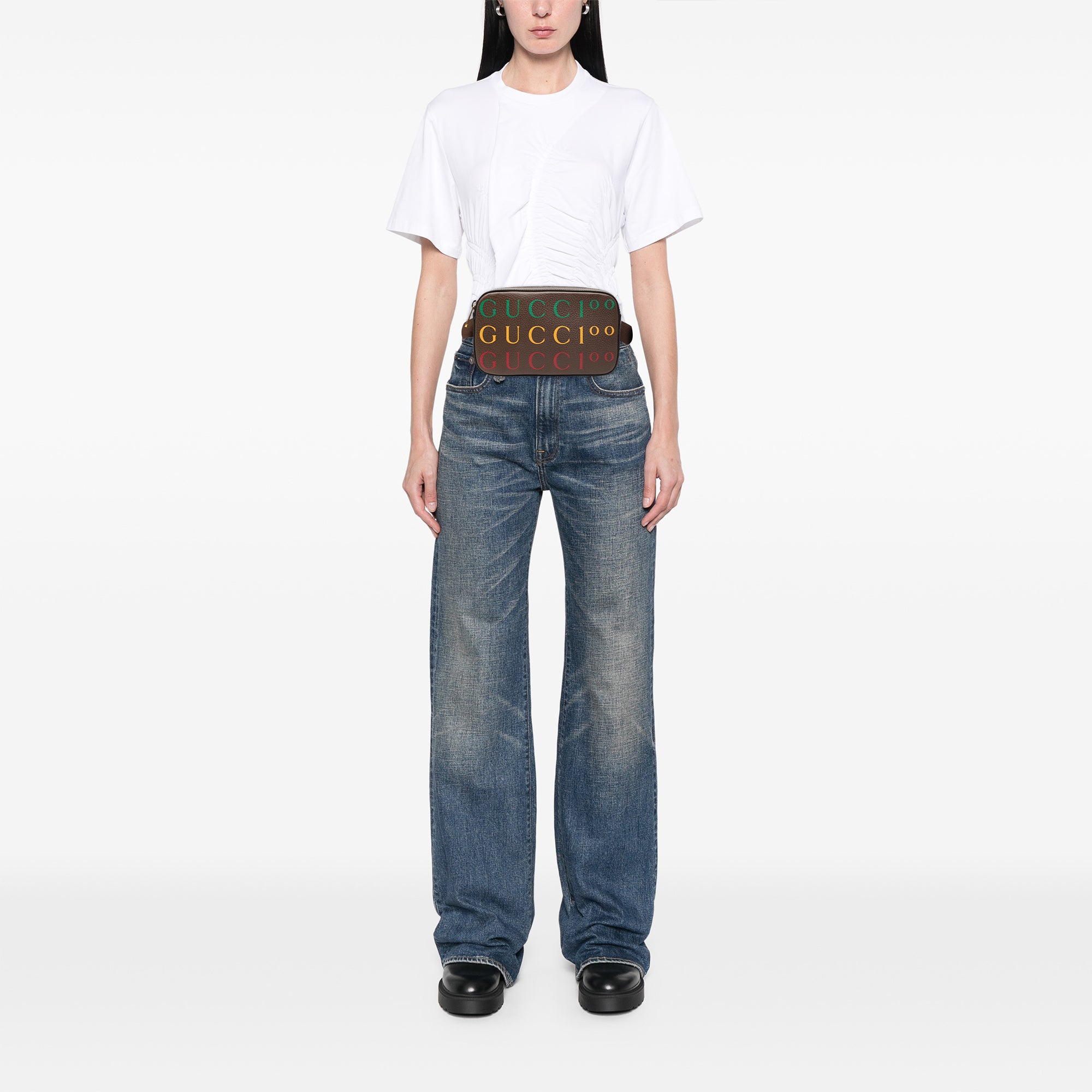 100th Anniversary Textured Dollar Calfskin Logo Belt Bag - Image 6