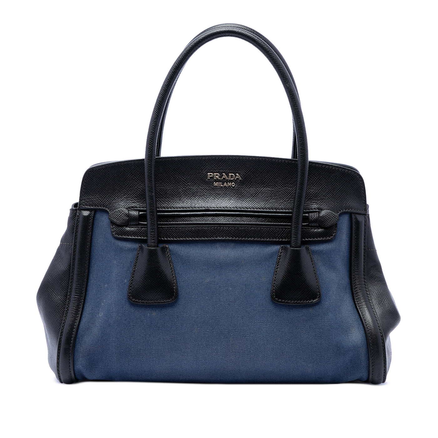 Bicolor Saffiano Cuir Trimmed Canvas Satchel - Image 1