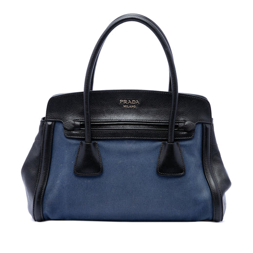 Bicolor Saffiano Cuir Trimmed Canvas Satchel - Image 1