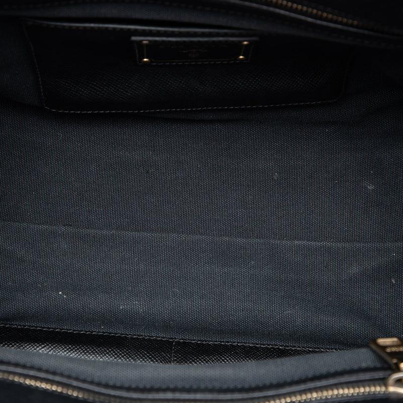Bicolor Saffiano Cuir Trimmed Canvas Satchel - Image 4