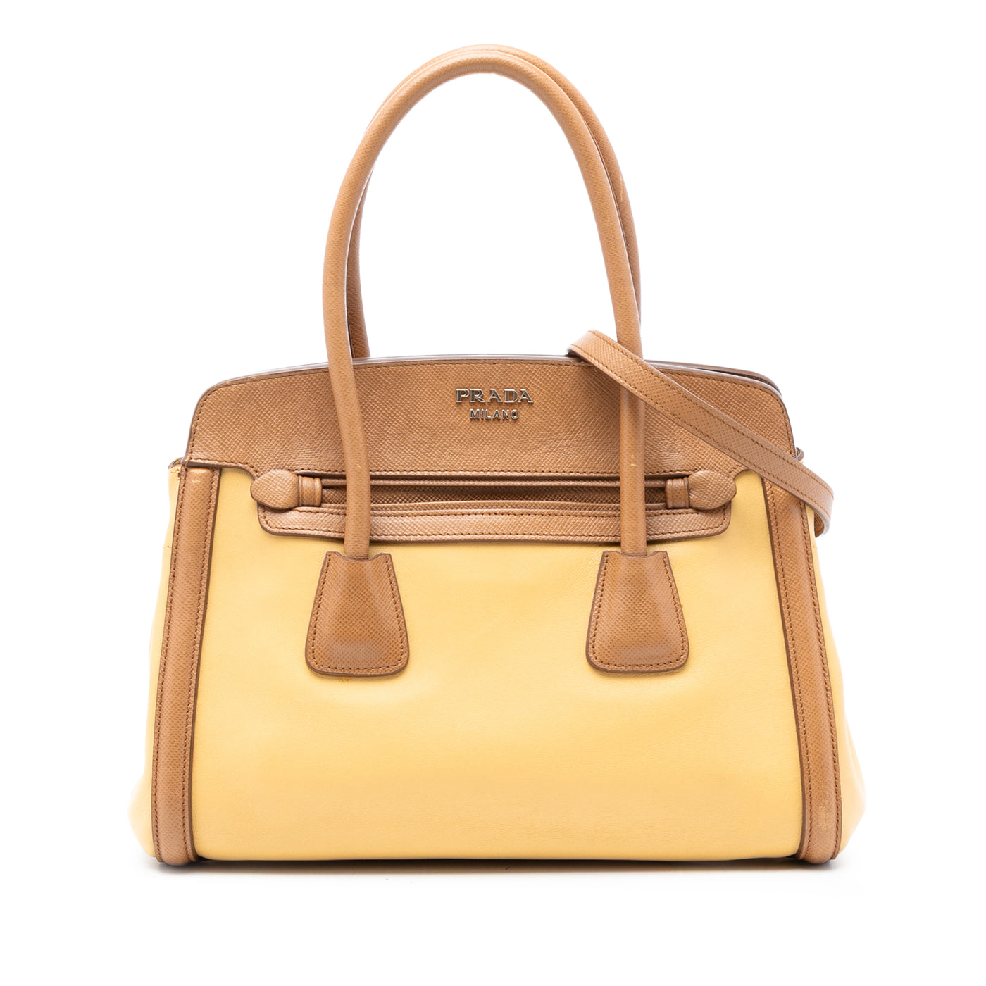 Bicolor Saffiano Cuir Trimmed Leather Satchel - Image 1