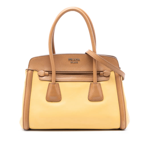 Bicolor Saffiano Cuir Trimmed Leather Satchel - Image 1