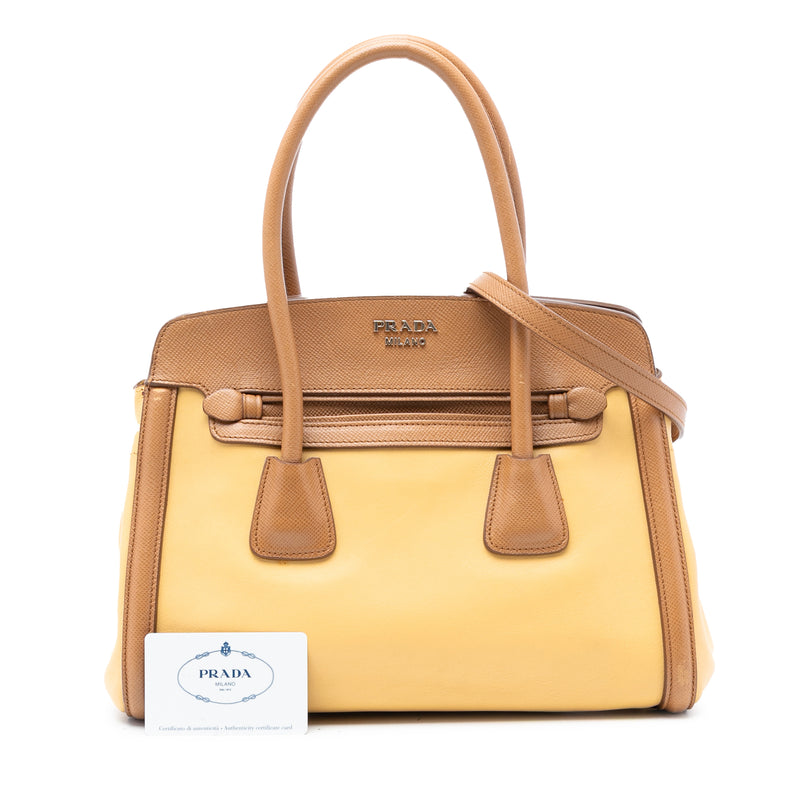 Bicolor Saffiano Cuir Trimmed Leather Satchel - Image 8
