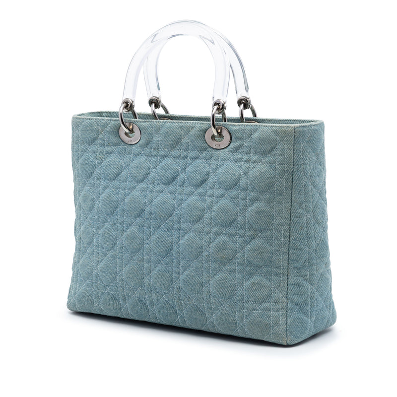 Large Denim Cannage Acrylic Handles Lady Dior - Image 2