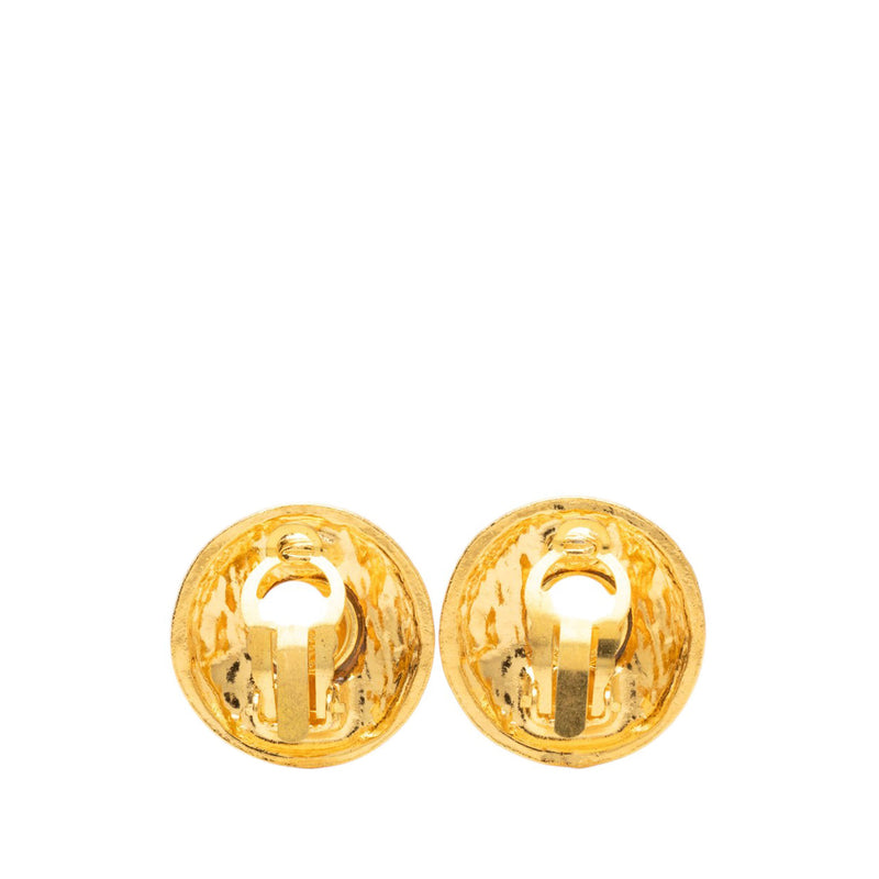 CC Gold Plated Round Clip On Earrings - Image 2
