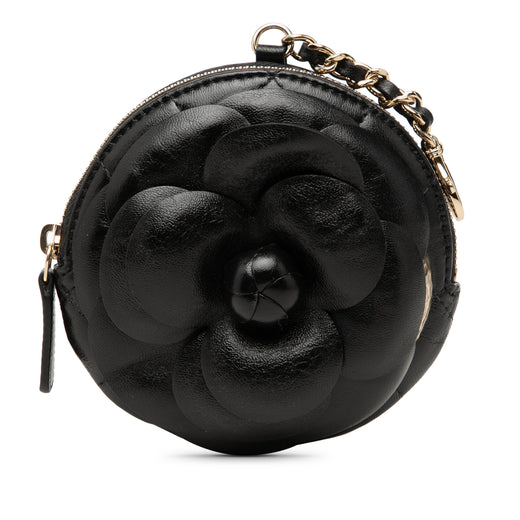 CC Lambskin Camellia Bouquet Round Coin Pouch - Image 1