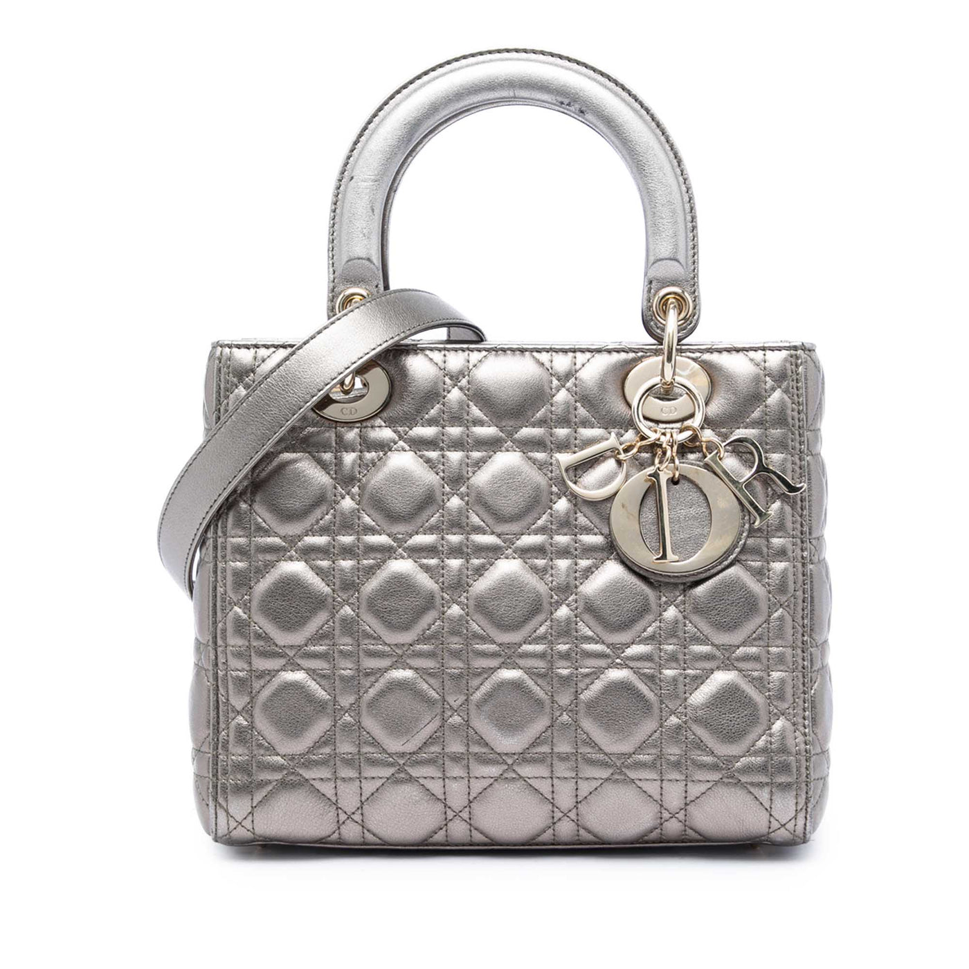 Medium Metallic Lambskin Cannage Lady Dior - Image 1