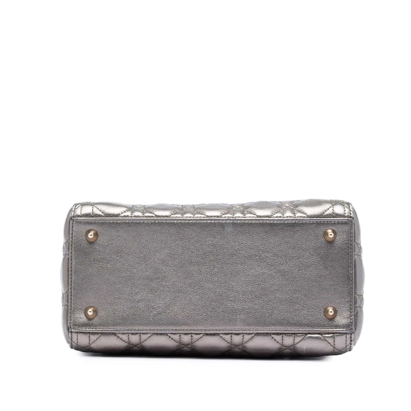 Medium Metallic Lambskin Cannage Lady Dior - Image 3