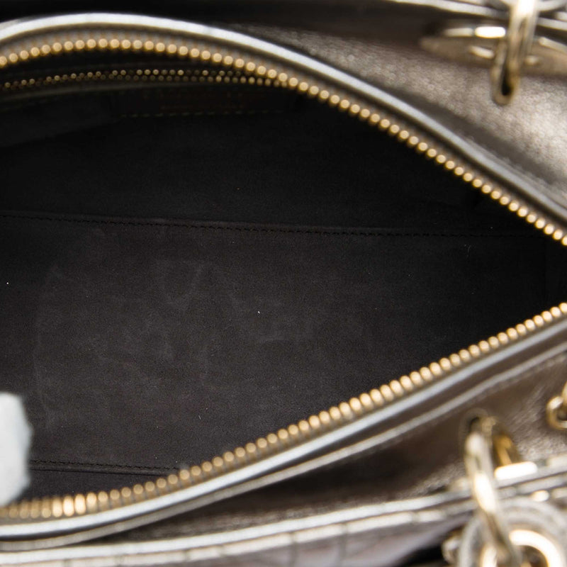 Medium Metallic Lambskin Cannage Lady Dior - Image 4