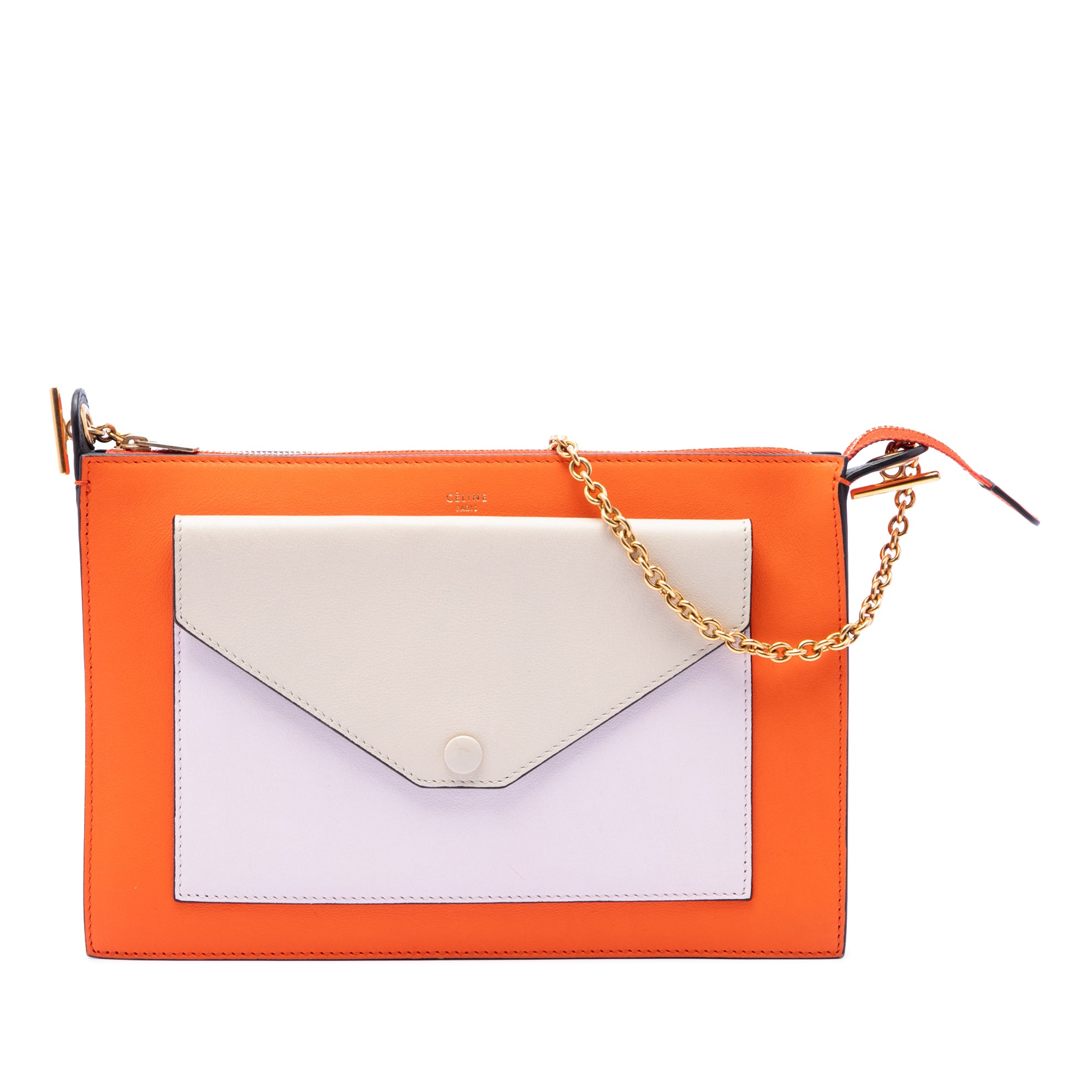 Tricolor Leather Pocket Envelope Zip Crossbody - Image 1