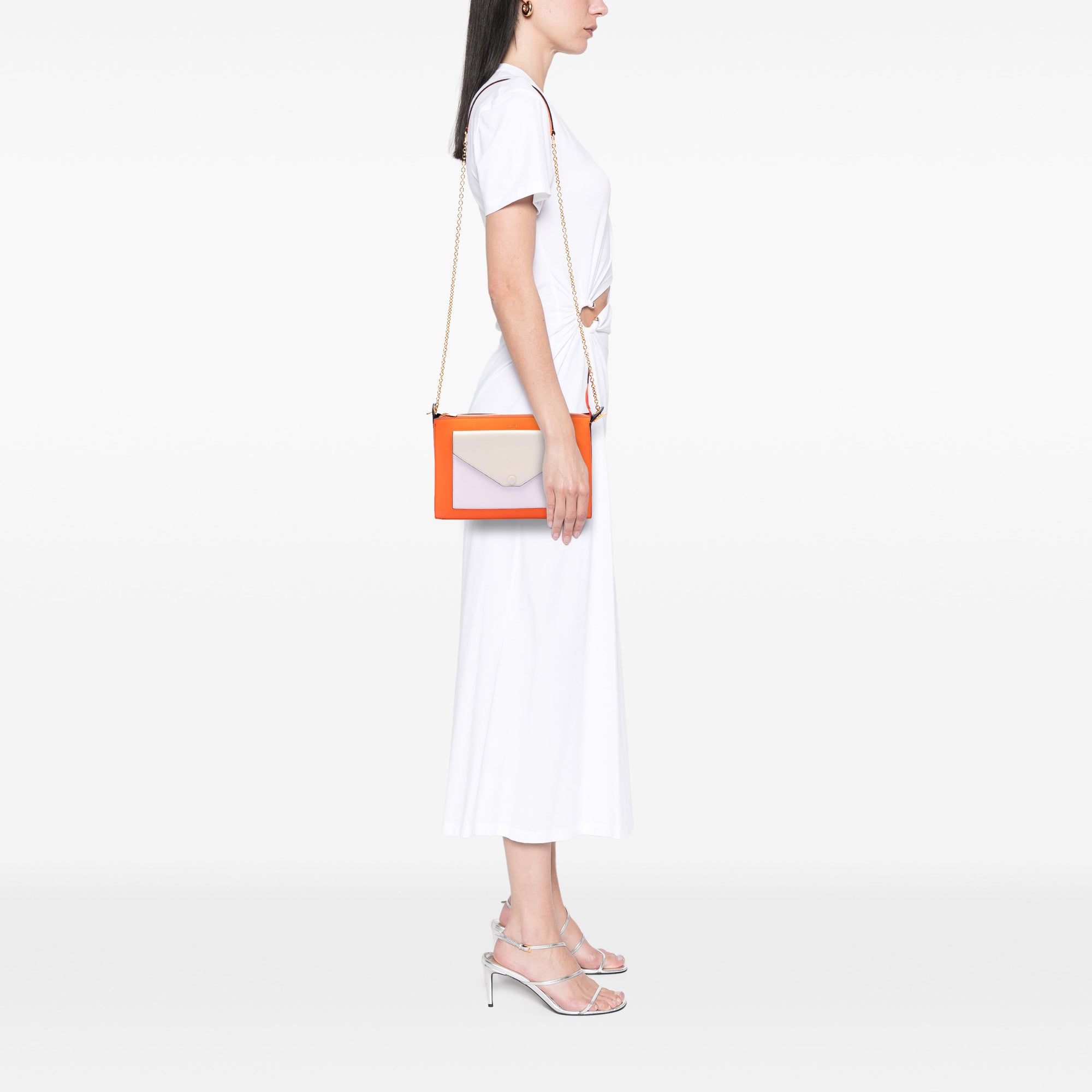 Tricolor Leather Pocket Envelope Zip Crossbody - Image 6