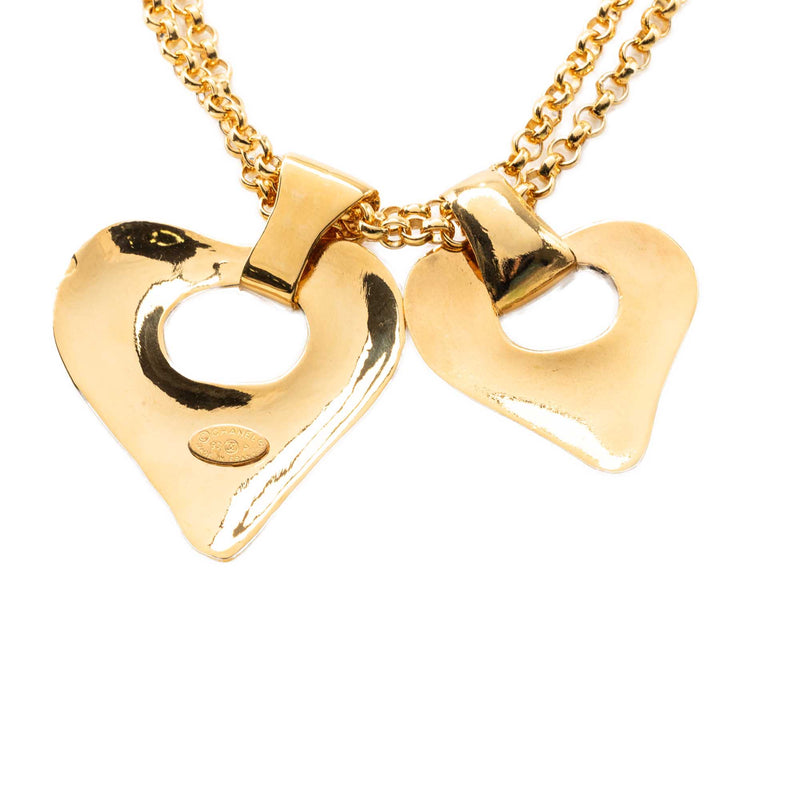 CC Gold Plated Double Heart Pendant Necklace - Image 2