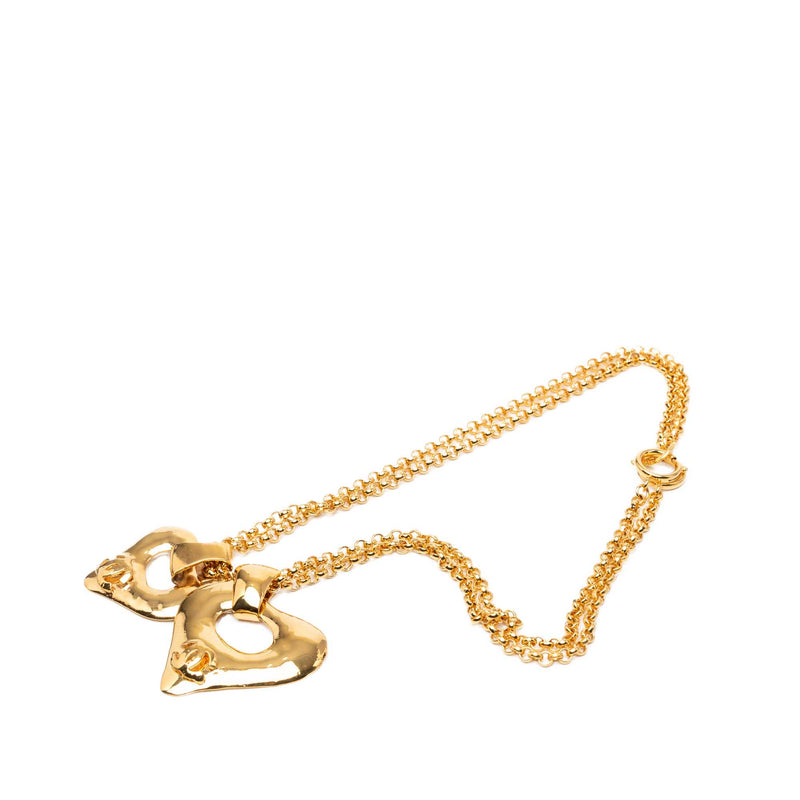CC Gold Plated Double Heart Pendant Necklace - Image 4
