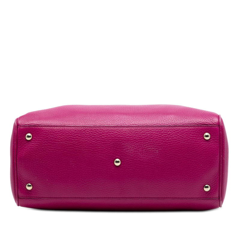 Medium Calfskin Bamboo Shopper Satchel - Image 3
