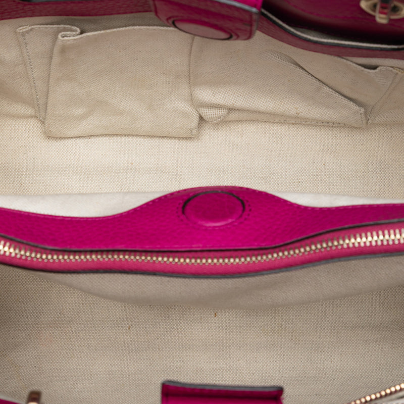 Medium Calfskin Bamboo Shopper Satchel - Image 4