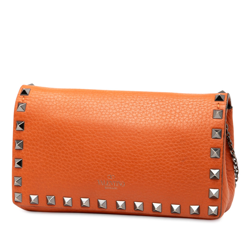 Pebbled Calfskin Rockstud Clutch on Chain - Image 2